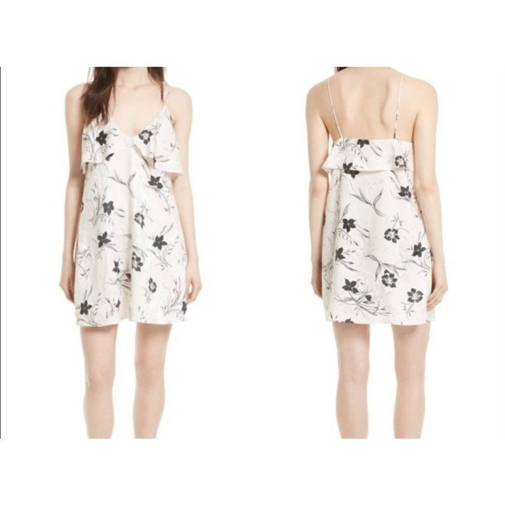 Alice and Olivia Black/White Bess Spaghetti Strap Slip Dress, Sz Small